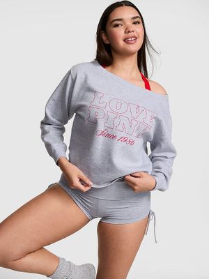 PINK Prążkowana bluza Campus Fleece off-shoulder