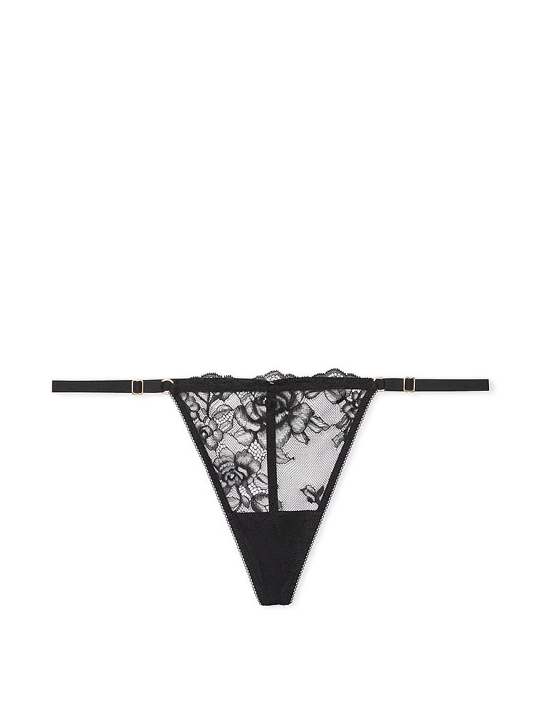 Stringi koronkowe z regulowanymi paskami Rose Lace V-String. Produkt ma kolor czarny i pochodzi z kolekcji Very Sexy. 