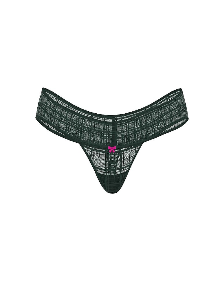 Stringi z motywem kratki Plaid Lace. Produkt ma kolor zielony i pochodzi z kolekcji Lacie. 