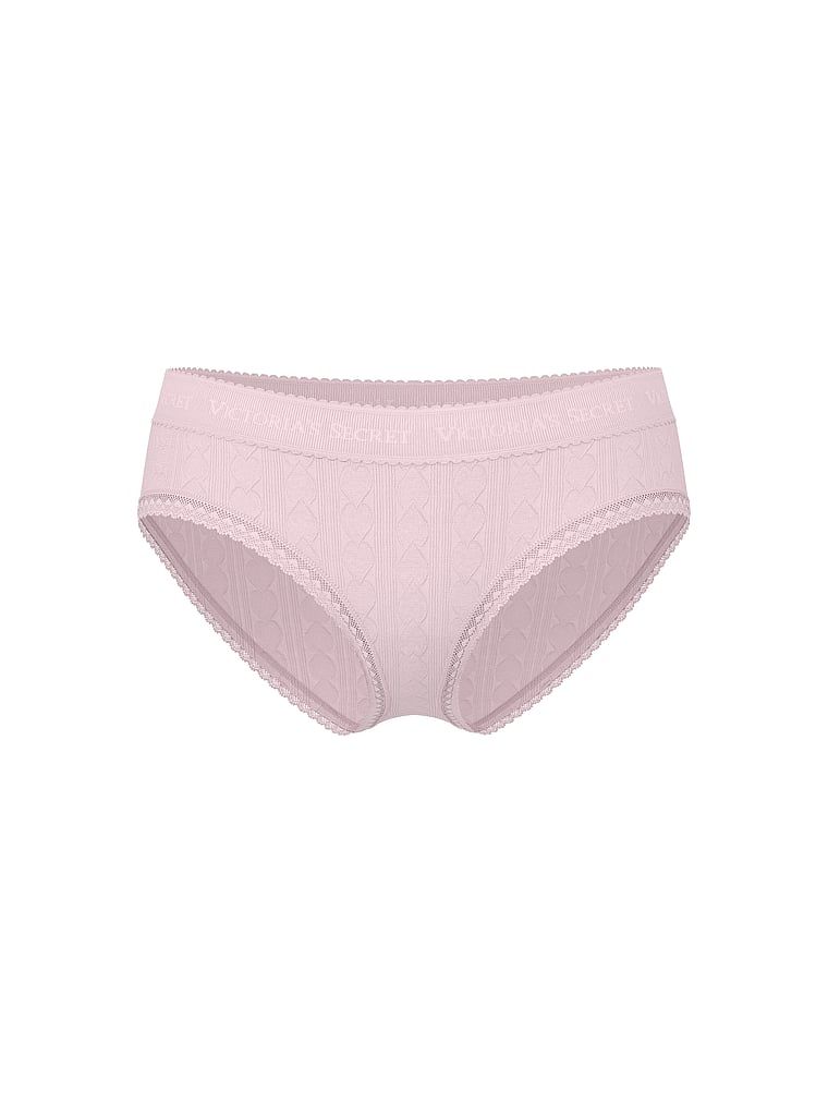 Majtki bawełniane z serduszkami i logo Heart Pointelle Hiphugger. Produkt ma kolor różowy i pochodzi z kolekcji Cotton. 