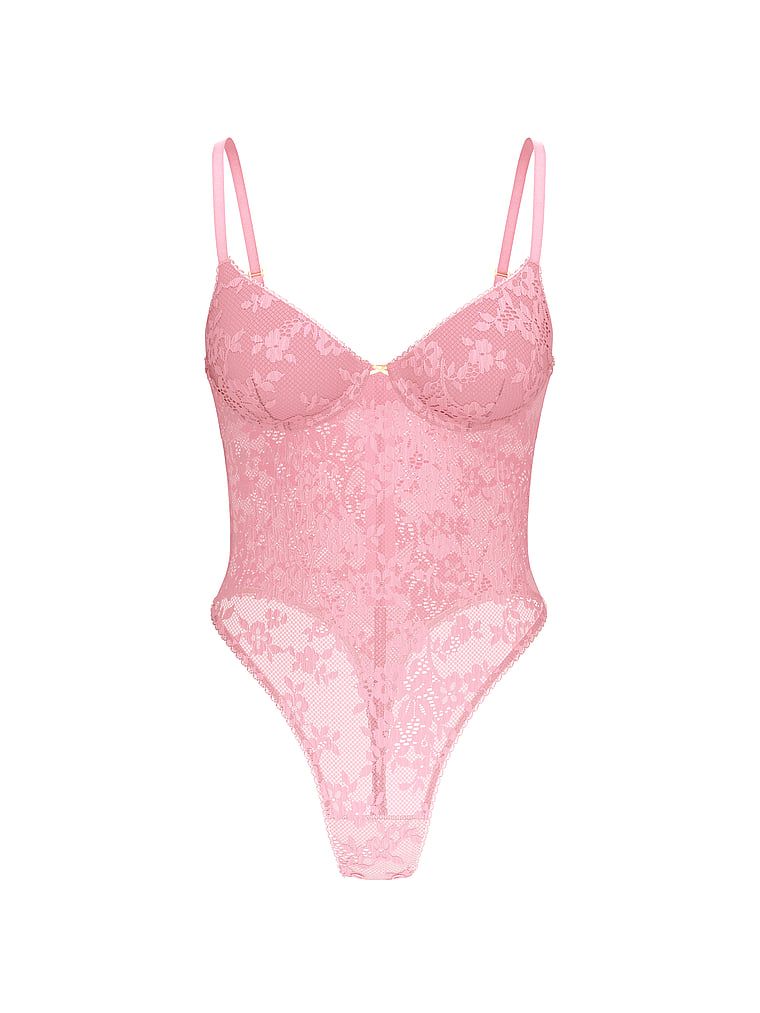 Body nieusztywniane koronkowe Tease. Produkt ma kolor różowy i pochodzi z kolekcji Victoria's Secret. 
