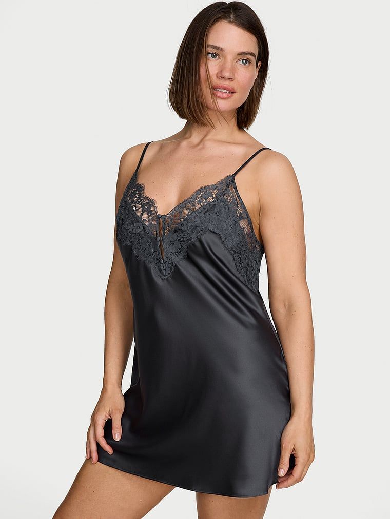 Dream Angels Koszulka nocna satynowa Lace-Trim
