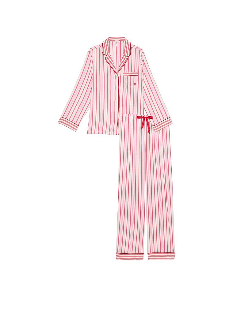 Flanelowa piżama z długimi spodniami. Produkt ma wzór w paski i pochodzi z kolekcji Victoria's Secret. 