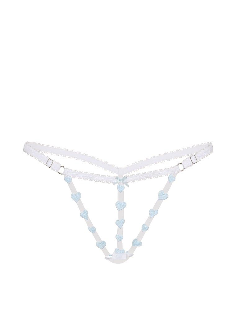 Stringi bez kroku Tease Strappy Heart. Produkt jest wzorzysty i pochodzi z kolekcji Victoria's Secret. 