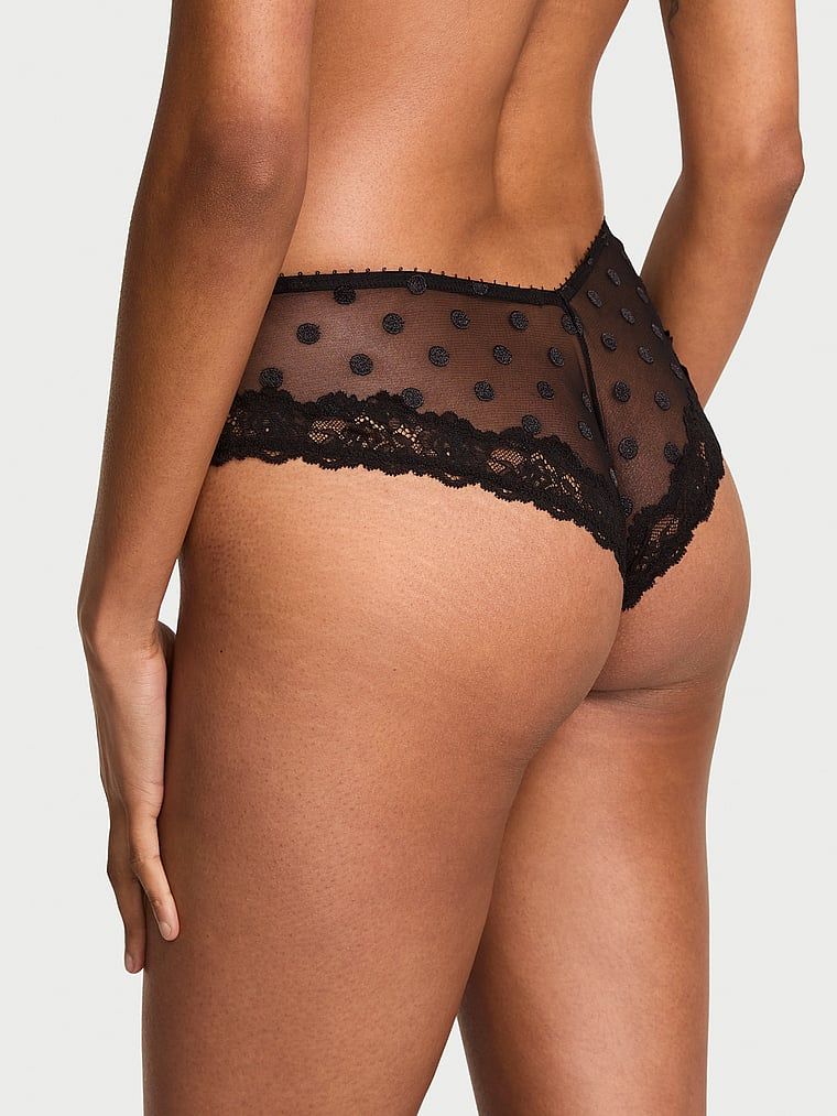 Majtki z siateczki z koronką na krawędziach Sheer Heritage Dot Cheeky. Produkt jest wzorzysty i pochodzi z kolekcji Very Sexy. 