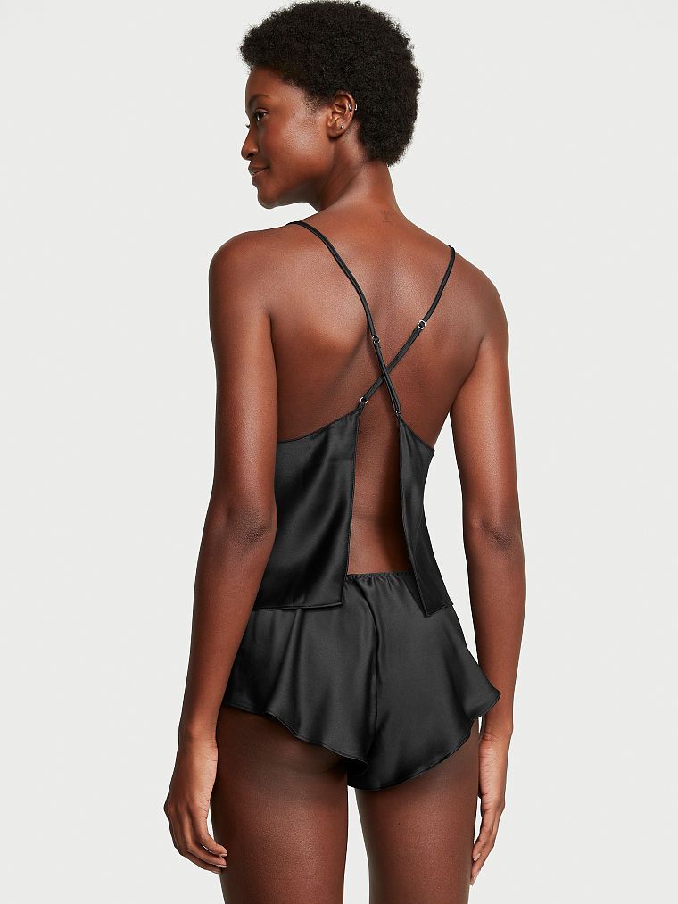 Victoria's Secret Satynowy zestaw do spania odsłaniający plecy Open-Back Cami Set