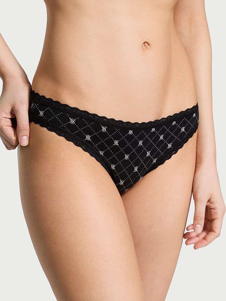 Majtki bawełniane z koronką Lace-Trim Bikini. Produkt jest wzorzysty i pochodzi z kolekcji Lacie. 