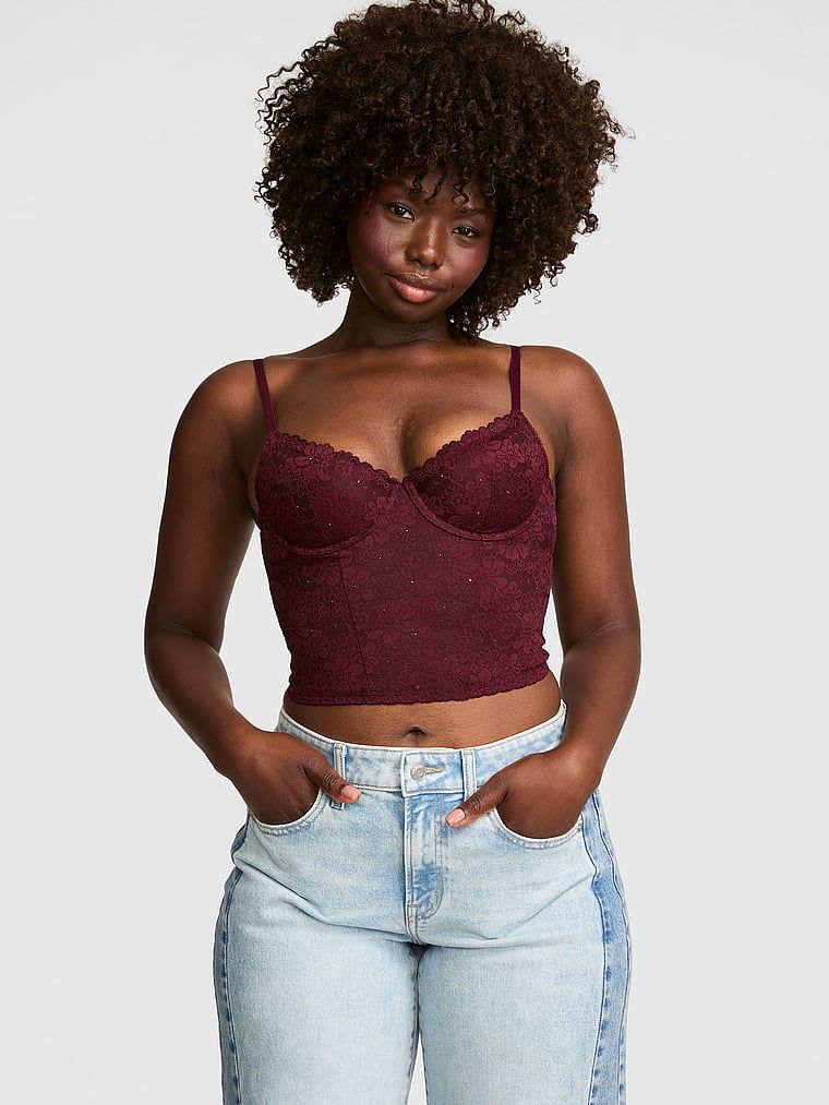 Lekko usztywniany top gorsetowy z dekoltem scoop PINK Wink