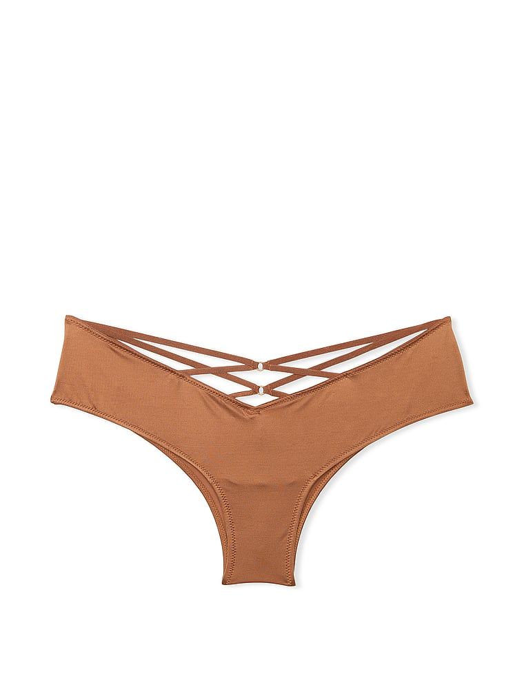 Majtki z paseczkami z tyłu i wysoko wyciętymi nogawkami Strappy-Back Cheeky. Produkt ma kolor brązowy i pochodzi z kolekcji Very Sexy. 
