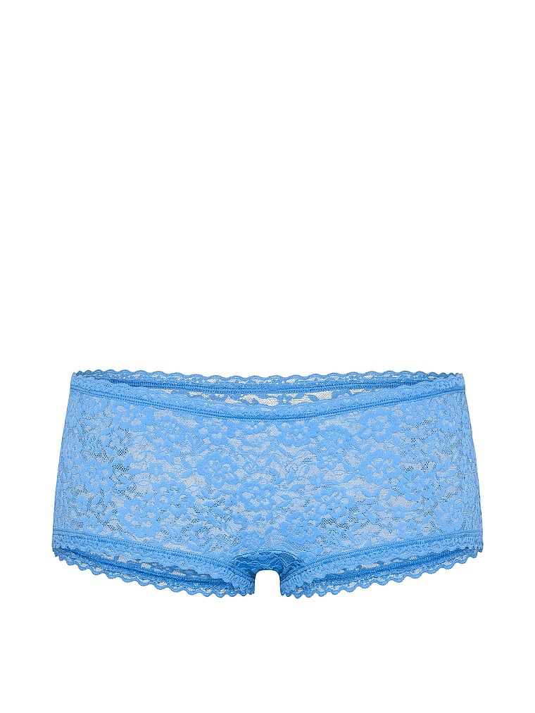 Majtki koronkowe szorty z niskim stanem Boyshort. Produkt ma kolor niebieski i pochodzi z kolekcji Lacie. 