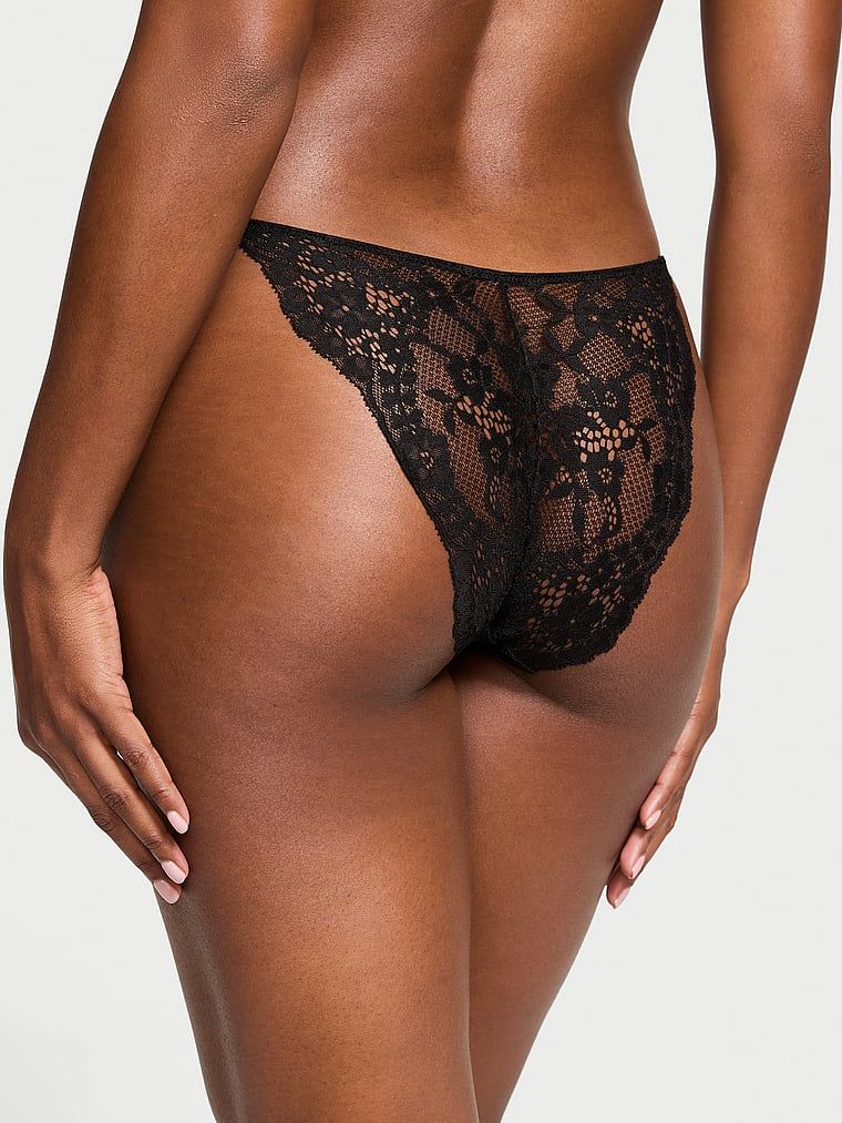 Majtki koronkowe z regulowanymi paskami Bikini. Produkt ma kolor czarny i pochodzi z kolekcji Dream Angels. 