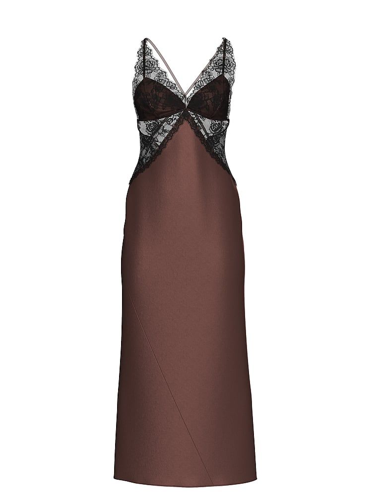 Very Sexy Koszula nocna satynowa sukienka maxi Rose Lace