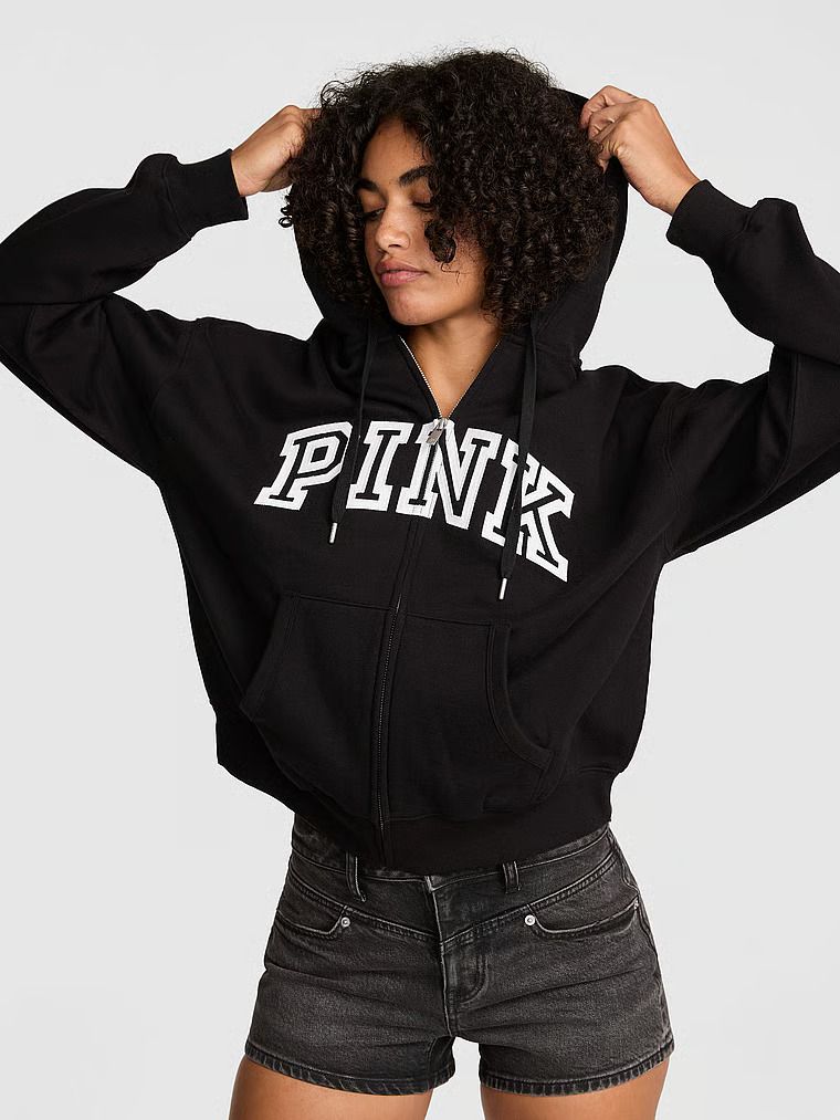 PINK Rozpinana bluza z kapturem Campus Fleece