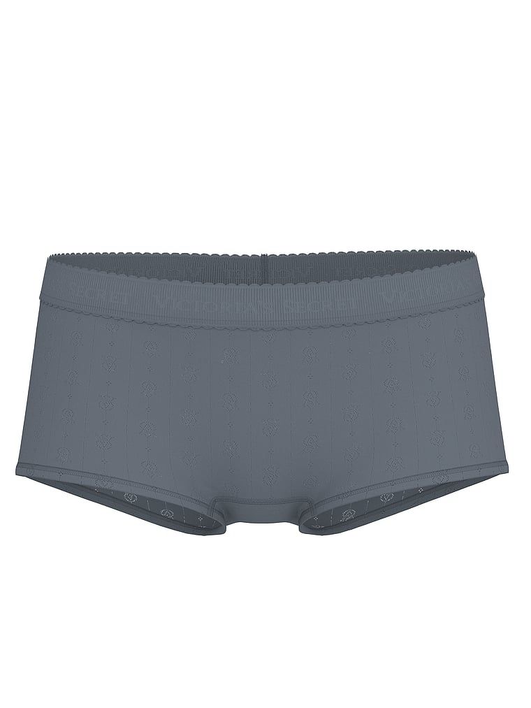 Majtki szorty z logo marki Pointelle Boyshort. Produkt ma kolor szary i pochodzi z kolekcji Cotton. 