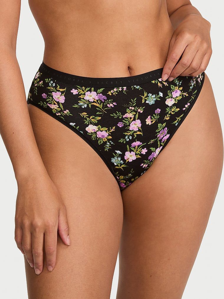 Victoria's Secret Majtki bawełniane figi z wysoko wyciętymi nogawkami High-Leg Brief