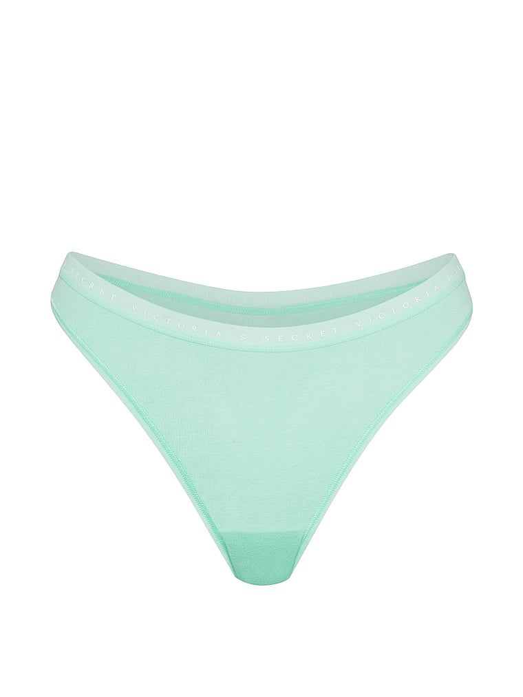 Stringi bawełniane High-Leg Scoop. Produkt ma kolor zielony i pochodzi z kolekcji Victoria's Secret. 