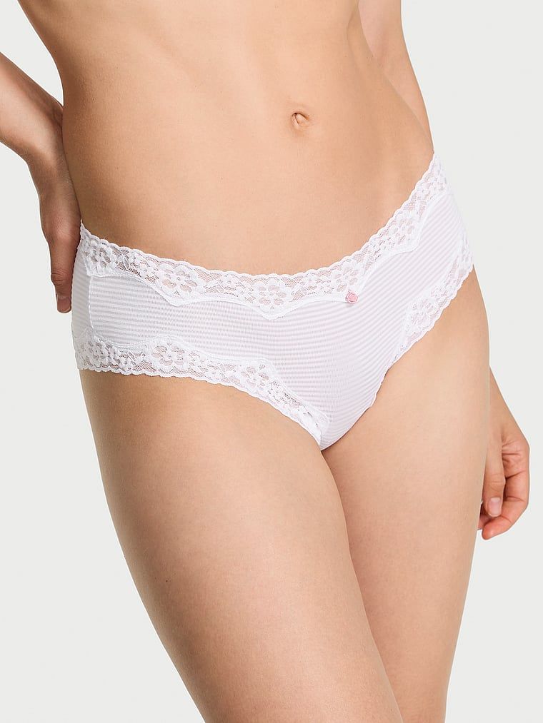 Lacie Majtki bawełniane w paseczki z koronką na krawędziach Cheeky