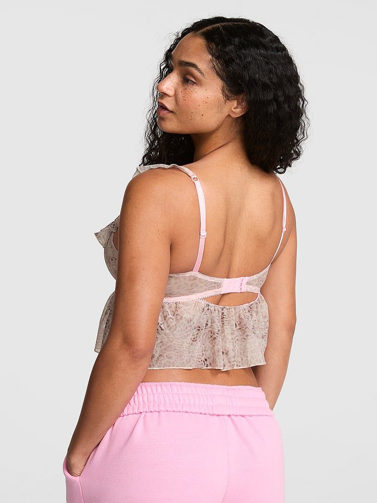 Top biustonoszowy babydoll lekko usztywniany GRWPINK