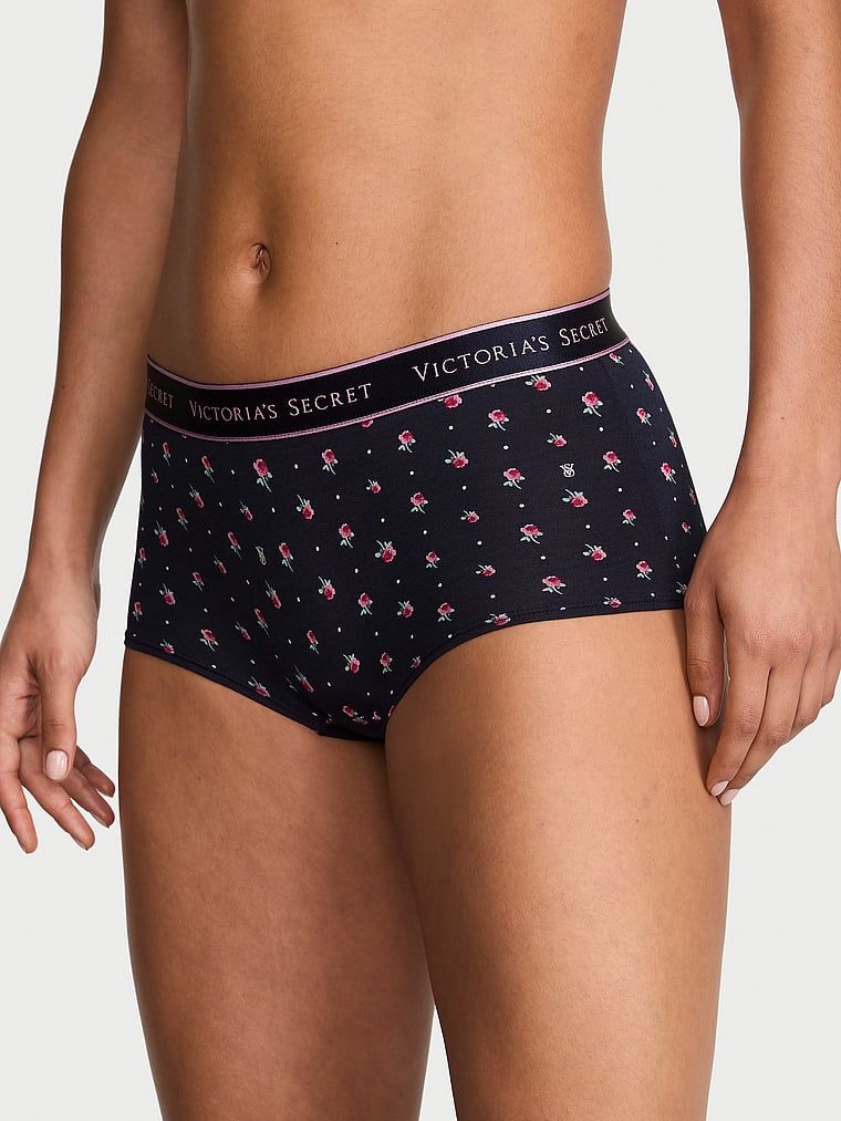 Cotton Majtki bawełniane szorty z logo w talii Boyshort