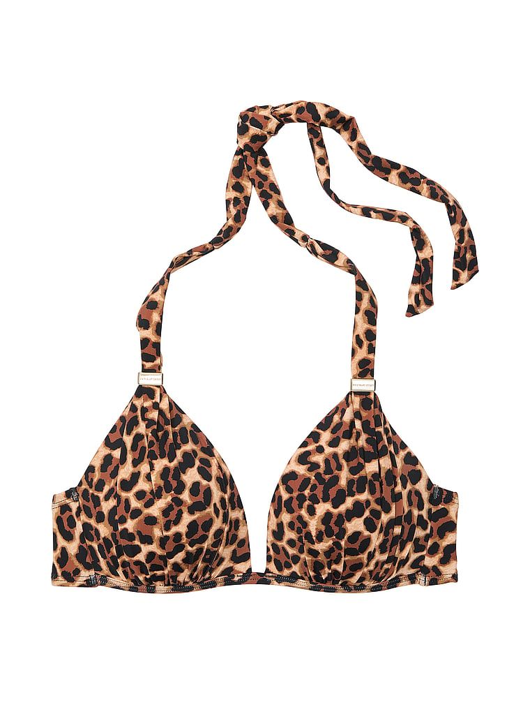 Góra od bikini z push-upem Essential Harlow. Produkt ma wzór zwierzęcy i pochodzi z kolekcji Victoria's Secret Swim. 
