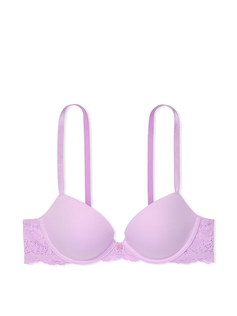Na zdjęciu na białym tle widoczny jest biustonosz push-up Smooth and Lace. Produkt ma kolor purpurowy i pochodzi z kolekcji Dream Angels.