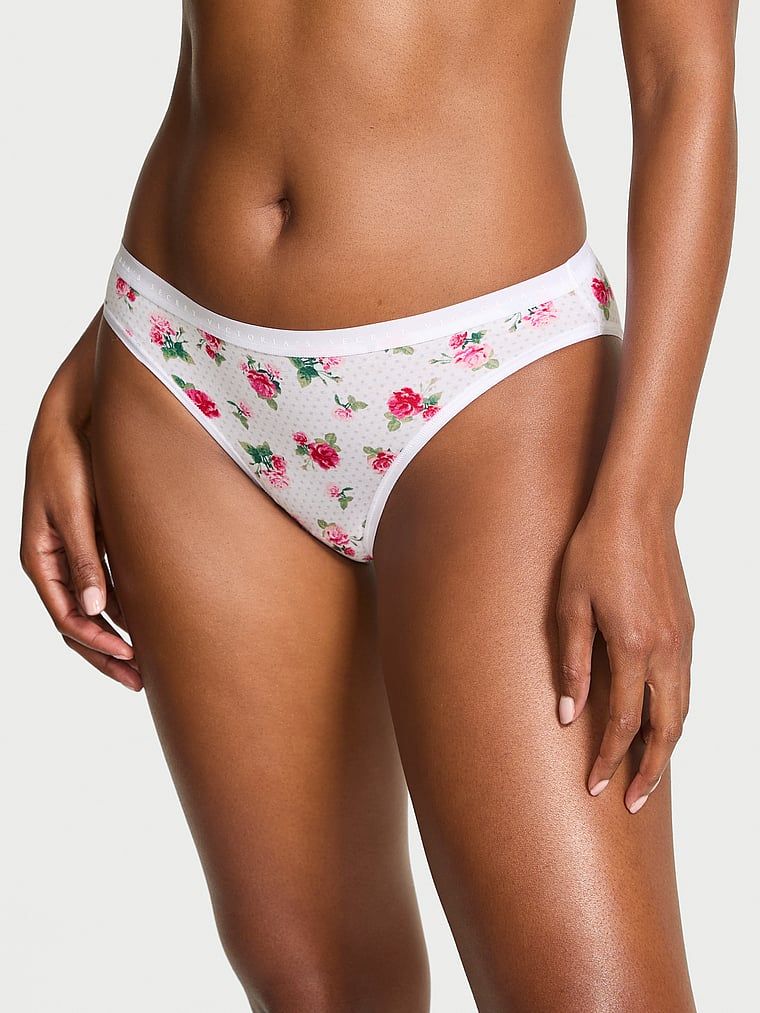 Majtki bawełniane Bikini. Produkt ma wzór kwiatowy i pochodzi z kolekcji Victoria's Secret. 