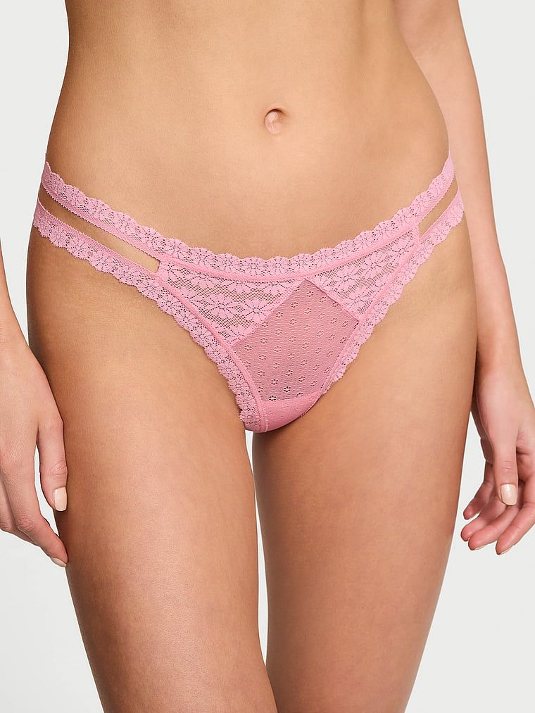 Stringi koronkowe Daisy. Produkt ma kolor różowy i pochodzi z kolekcji Lacie. 