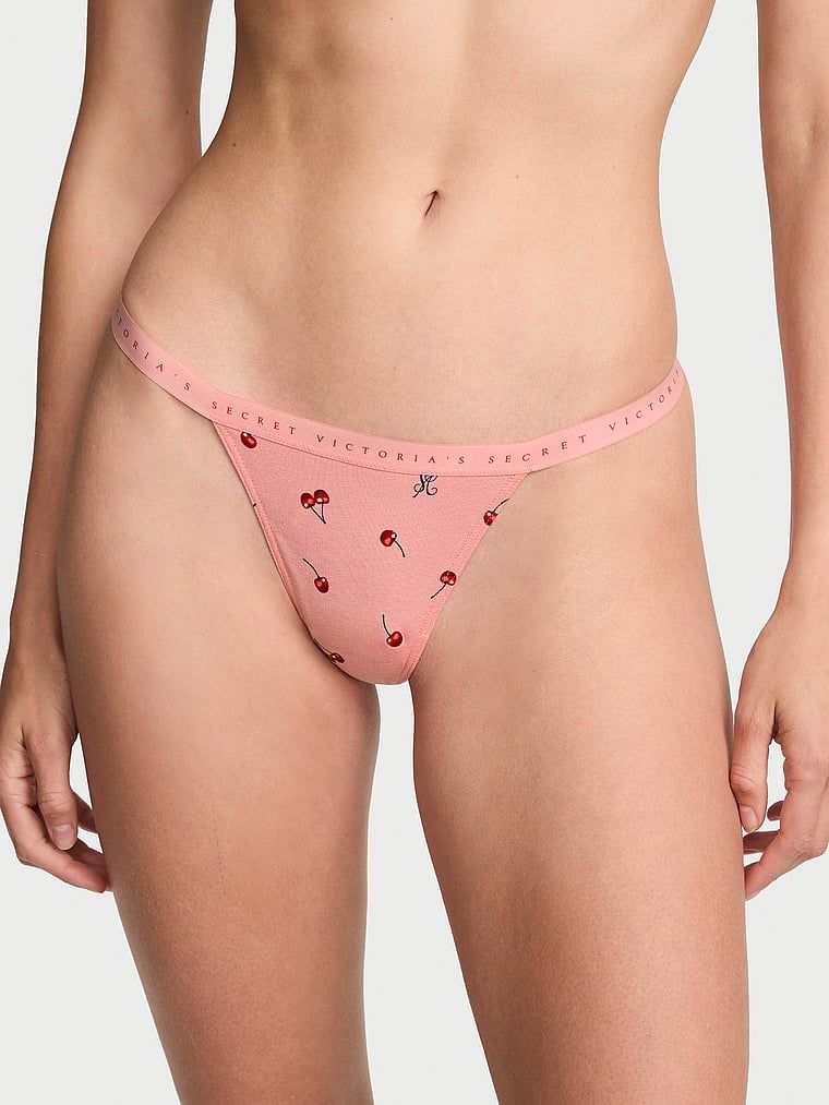 Stringi bawełniane Stretch Cotton. Produkt ma kolor wzorzysty i pochodzi z kolekcji Victoria's Secret. 
