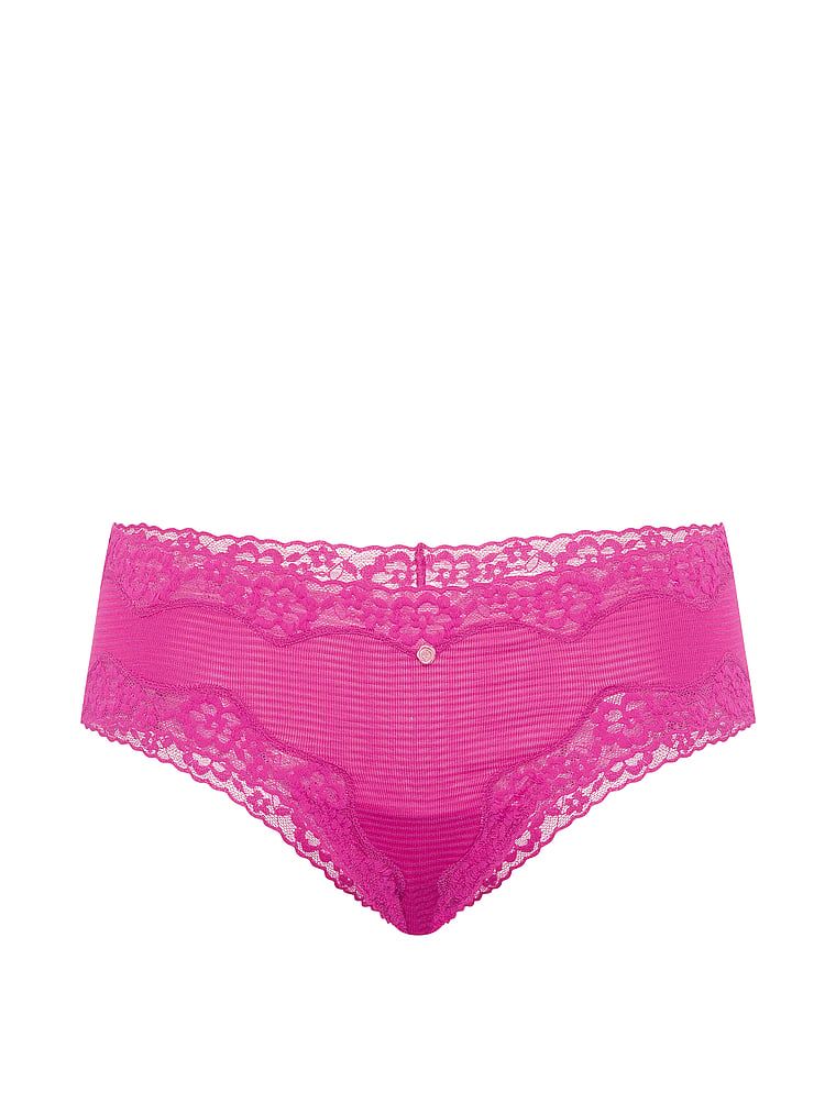 Majtki bawełniane w paseczki z koronką na krawędziach Cheeky. Produkt ma kolor różowy i pochodzi z kolekcji Lace Trim. 