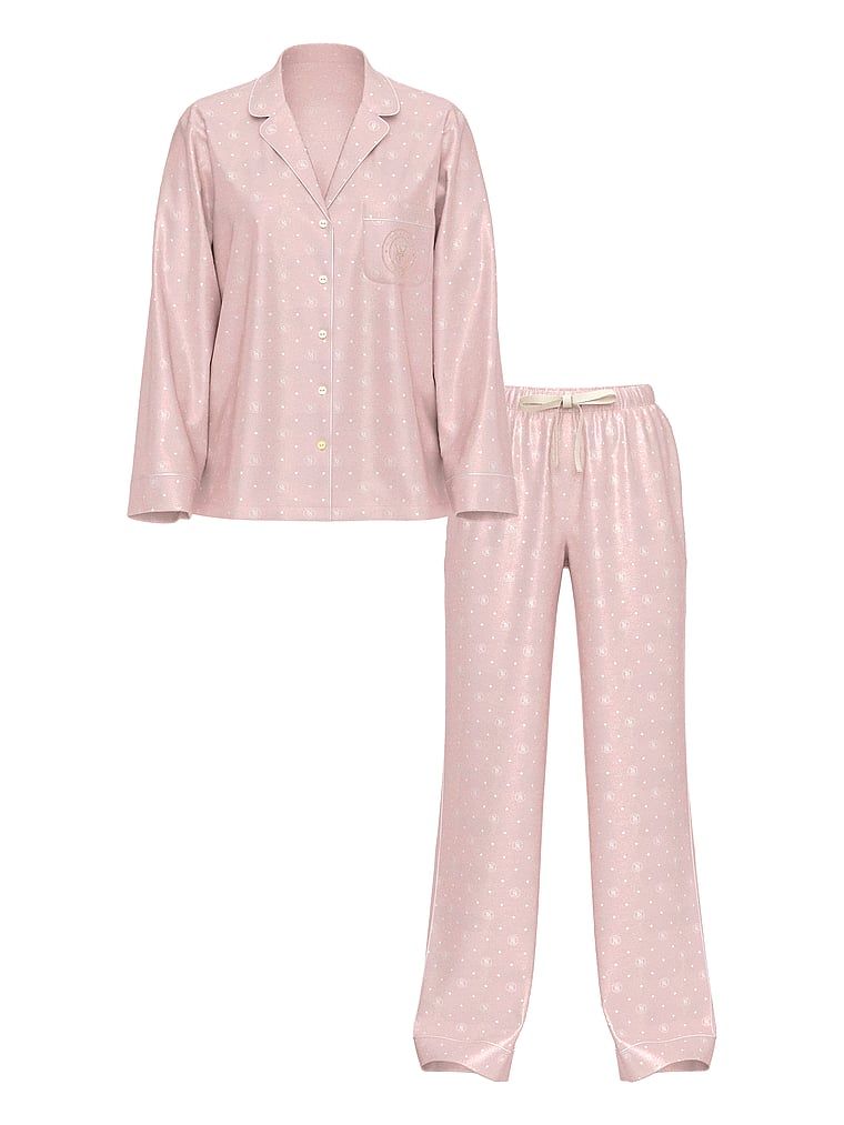 Piżama satynowa błyszcząca z długimi rękawami Glazed Satin. Produkt ma kolor różowy i pochodzi z kolekcji Victoria's Secret. 