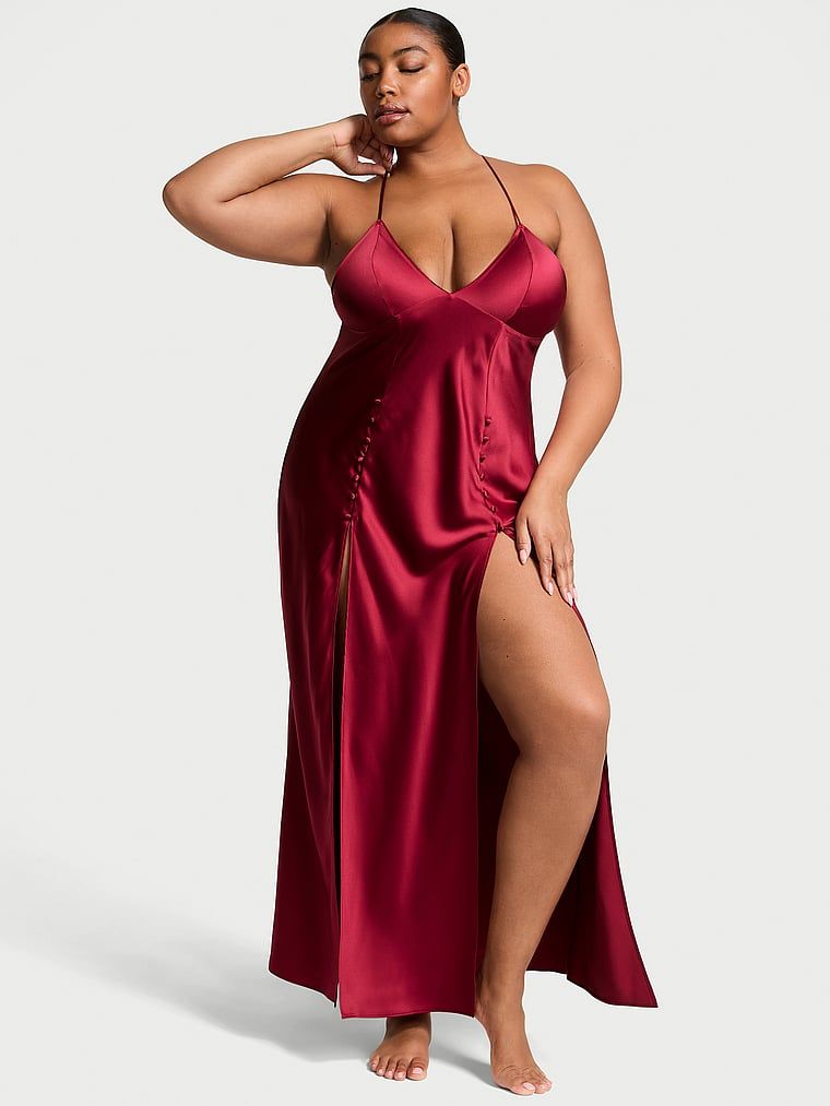 Długa suknia wieczorowa satynowa Slip. Produkt ma kolor czerwony i pochodzi z kolekcji Victoria's Secret. 