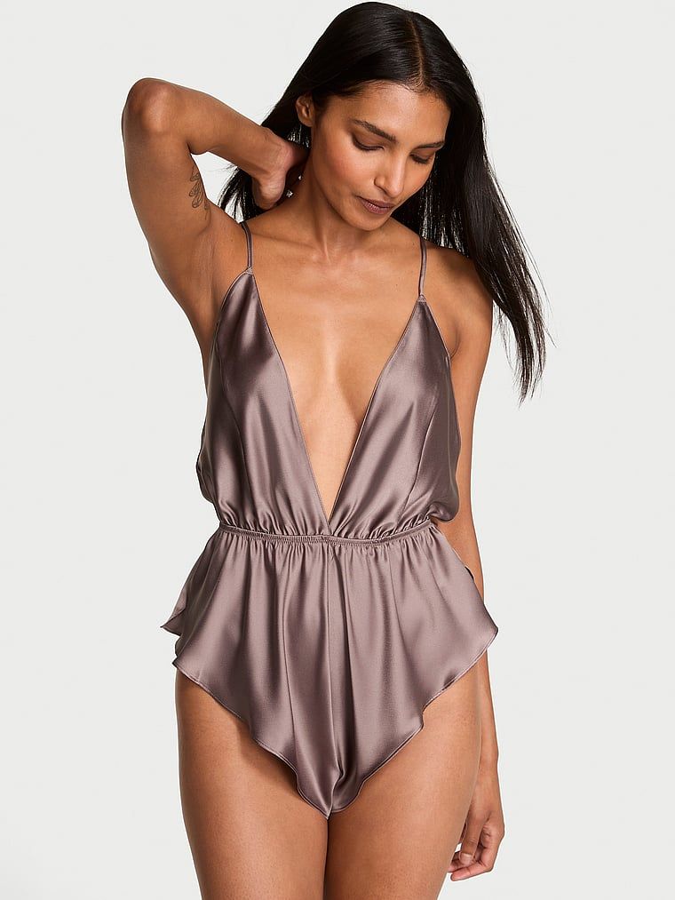 Victoria's Secret Kombinezon satynowy do spania Flutter Romper