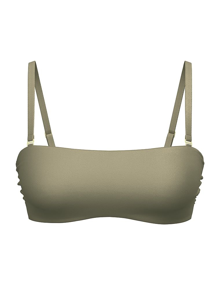 Góra od bikini z odbinanymi ramiączkami Archives Bandeau. Produkt ma kolor zielony i pochodzi z kolekcji Victoria's Secret Swim. 