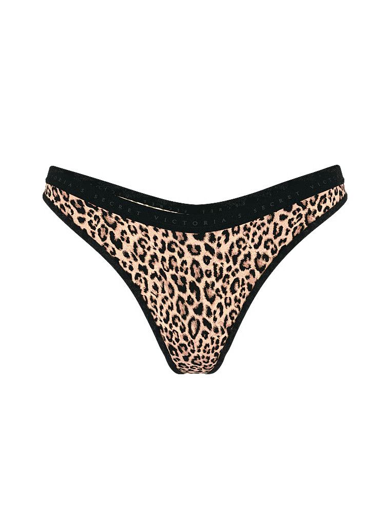 Stringi bawełniane High-Leg Scoop. Produkt jest wzorzysty i pochodzi z kolekcji Body by Victoria. 