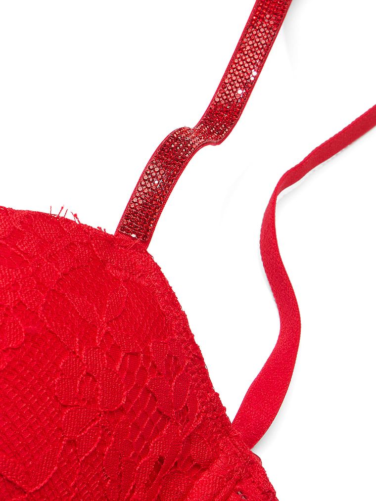 Na zdjęciu widoczny jest detal, zbliżenie na biustonosz lekko usztywniany koronkowy z błyszczącymi ramiączkami Twinkle Strap Demi.