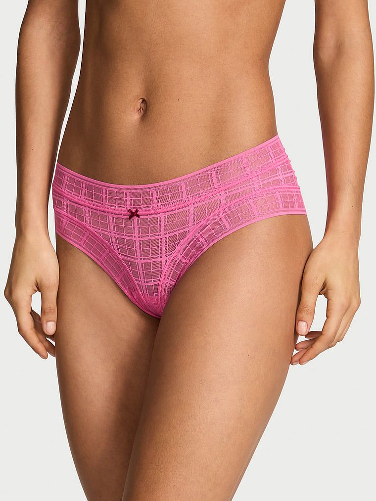Majtki z motywem kratki Plaid Lace Cheeky. Produkt ma kolor różowy i pochodzi z kolekcji Lacie. 