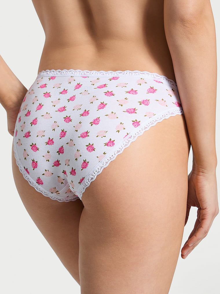 Majtki bawełniane z koronką Lace-Trim Bikini. Produkt ma wzór kwiatowy i pochodzi z kolekcji Lacie. 