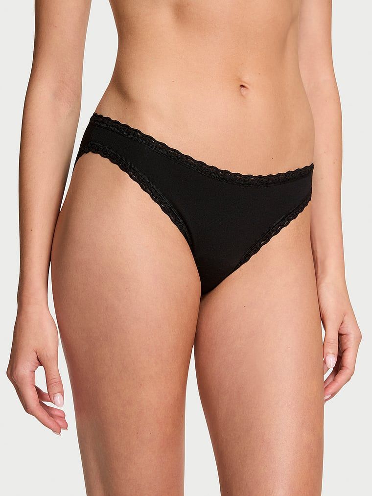 Majtki bawełniane z koronką Lace-Trim Bikini. Produkt ma kolor czarny i pochodzi z kolekcji Lacie. 