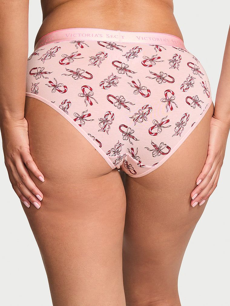 Majtki bawełniane z logo w talii Hiphugger. Produkt jest wzorzysty i pochodzi z kolekcji Body by Victoria. 