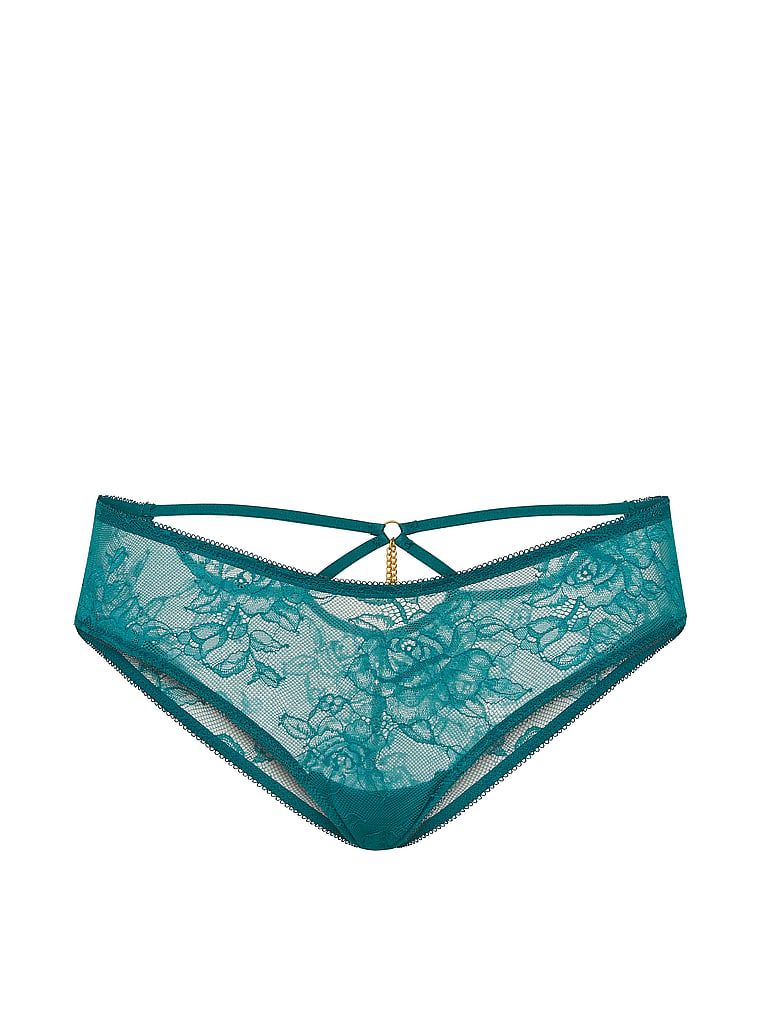 Majtki koronkowe z zawieszką z tyłu Hardware Cheeky. Produkt ma kolor niebieski i pochodzi z kolekcji Very Sexy. 