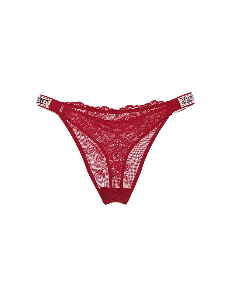 Koronkowe stringi z błyszczącymi paskami Shine Strap. Produkt ma kolor czerwony i pochodzi z kolekcji Very Sexy. 