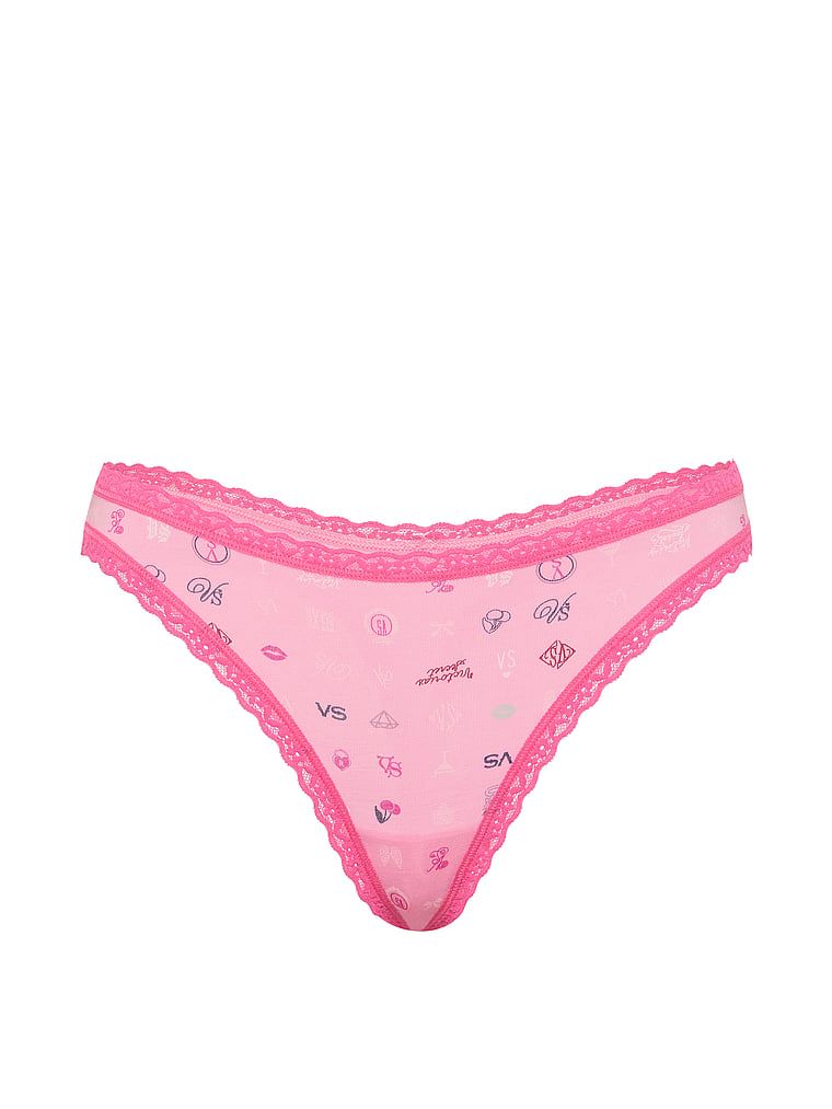 Stringi bawełniane z koronką na krawędziach Lace-Waist. Produkt ma kolor wzorzysty i pochodzi z kolekcji Lace Trim. 