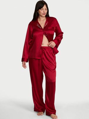 Victoria's Secret Piżama satynowa z długimi rękawami Signature