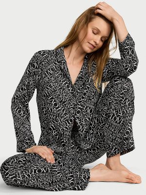Victoria's Secret Piżama satynowa z długimi rękawami Signature