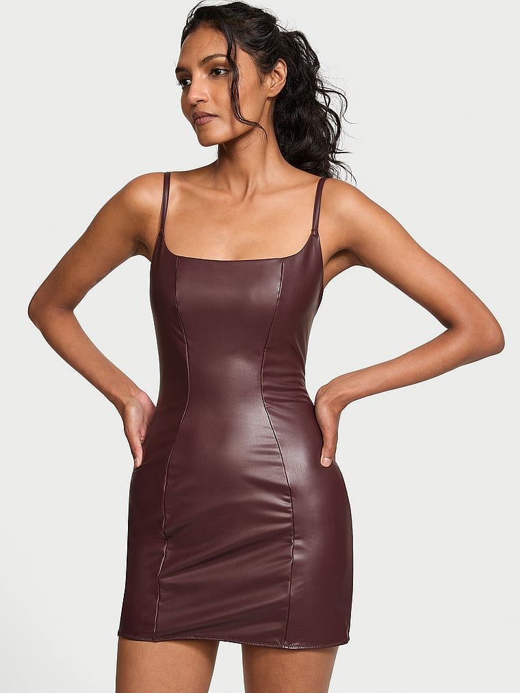 Victoria's Secret Sukienka mini z imitacji skóry Faux Leather Slip