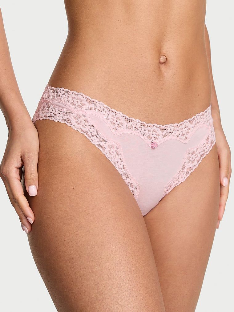 Lace Trim Majtki bawełniane z koronką Lace-Trim Bikini