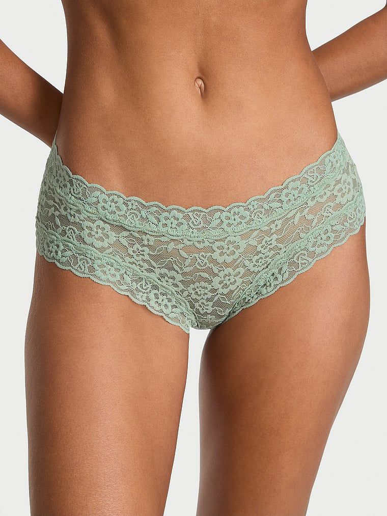 Majtki koronkowe z paseczkami z tyłu Blossom Cheeky. Produkt ma kolor zielony i pochodzi z kolekcji Lacie. 