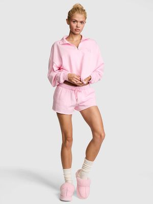 PINK Bluza Campus Fleece o prostym kroju z zamkiem 1/4