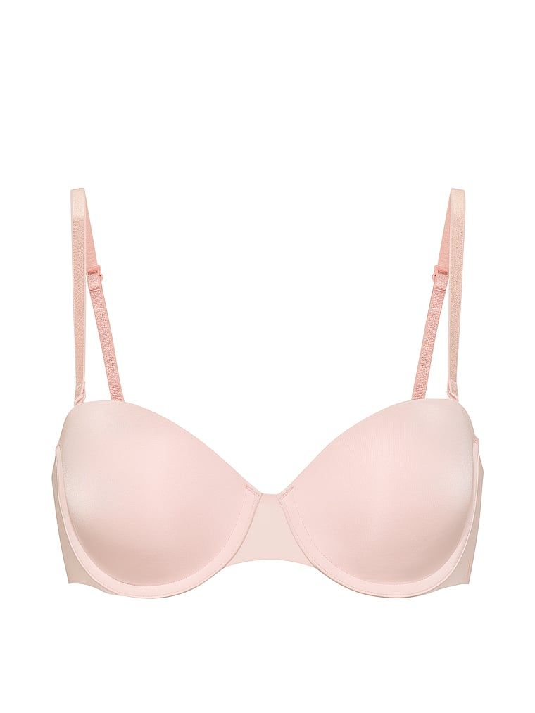 Biustonosz push-up bez ramiączek Uplift Strapless. Produkt ma kolor różowy i pochodzi z kolekcji Victoria's Secret Bare. 