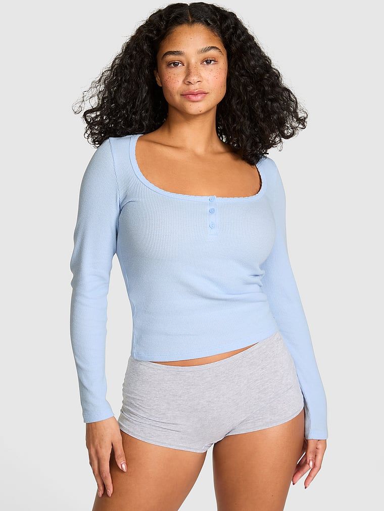 PINK Top piżamowy termiczny Henley